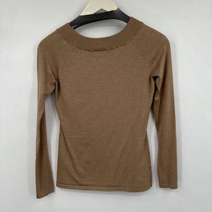 women Loft Fine Gauge Silk Taupe Sweater S