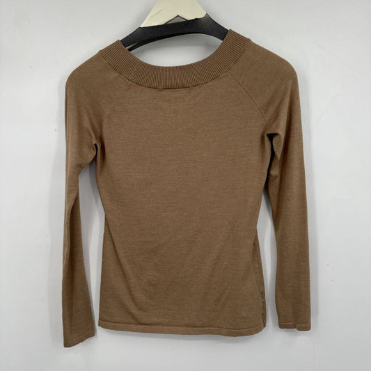 women Loft Fine Gauge Silk Taupe Sweater S