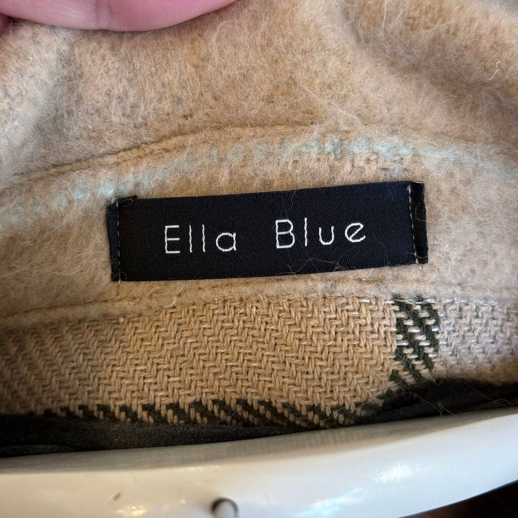 women Ella Blue Plaid Shacket Tan Jacket S/M