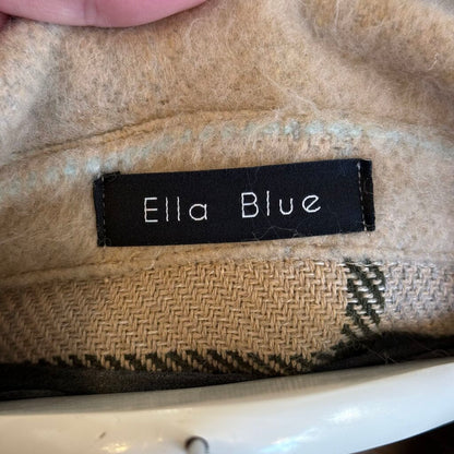 women Ella Blue Plaid Shacket Tan Jacket S/M