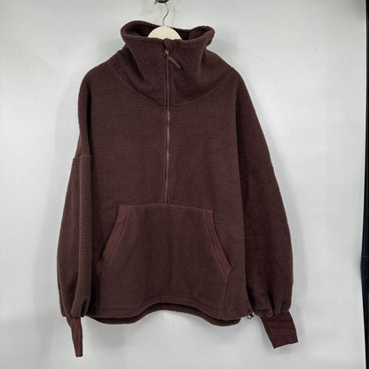 women PopFlex NWT Big Hug Fleece Half Zip Brown Jacket L/XL