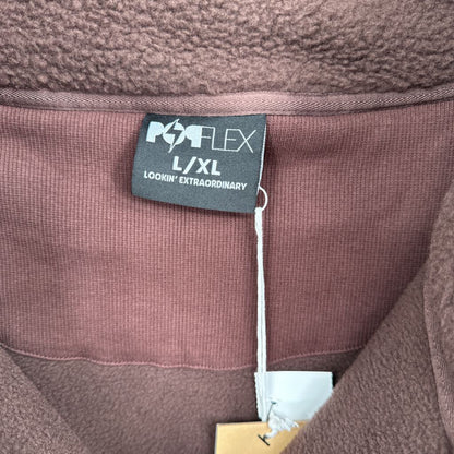 women PopFlex NWT Big Hug Fleece Half Zip Brown Jacket L/XL