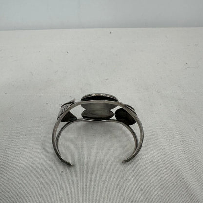 women Old Pawn Signed Split Shank Turquoise Cuff Silver Turquoise Jewelry