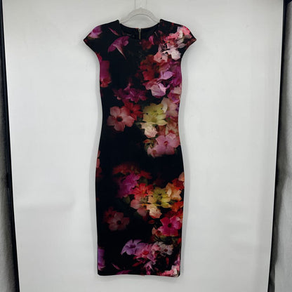 women Ted Baker Scuba Knit Floral Black Dress 2