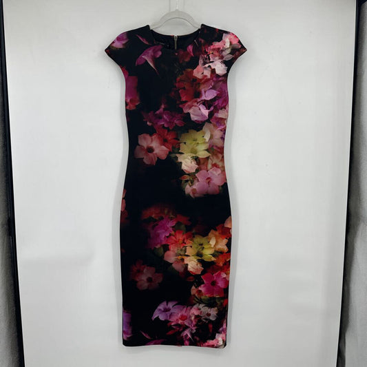 women Ted Baker Scuba Knit Floral Black Dress 2