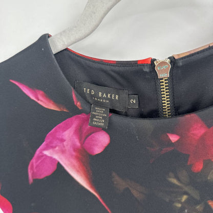 women Ted Baker Scuba Knit Floral Black Dress 2
