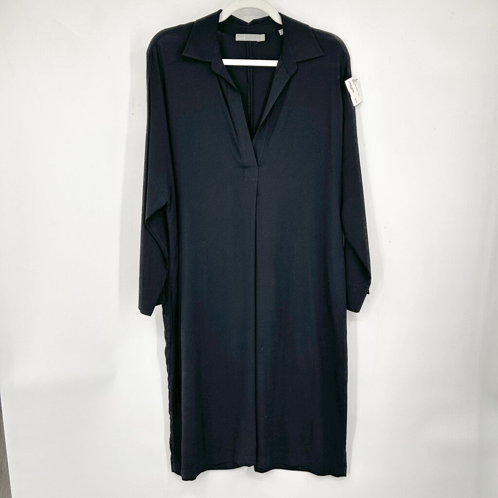 women Vince Johnny Collar Black Dress S