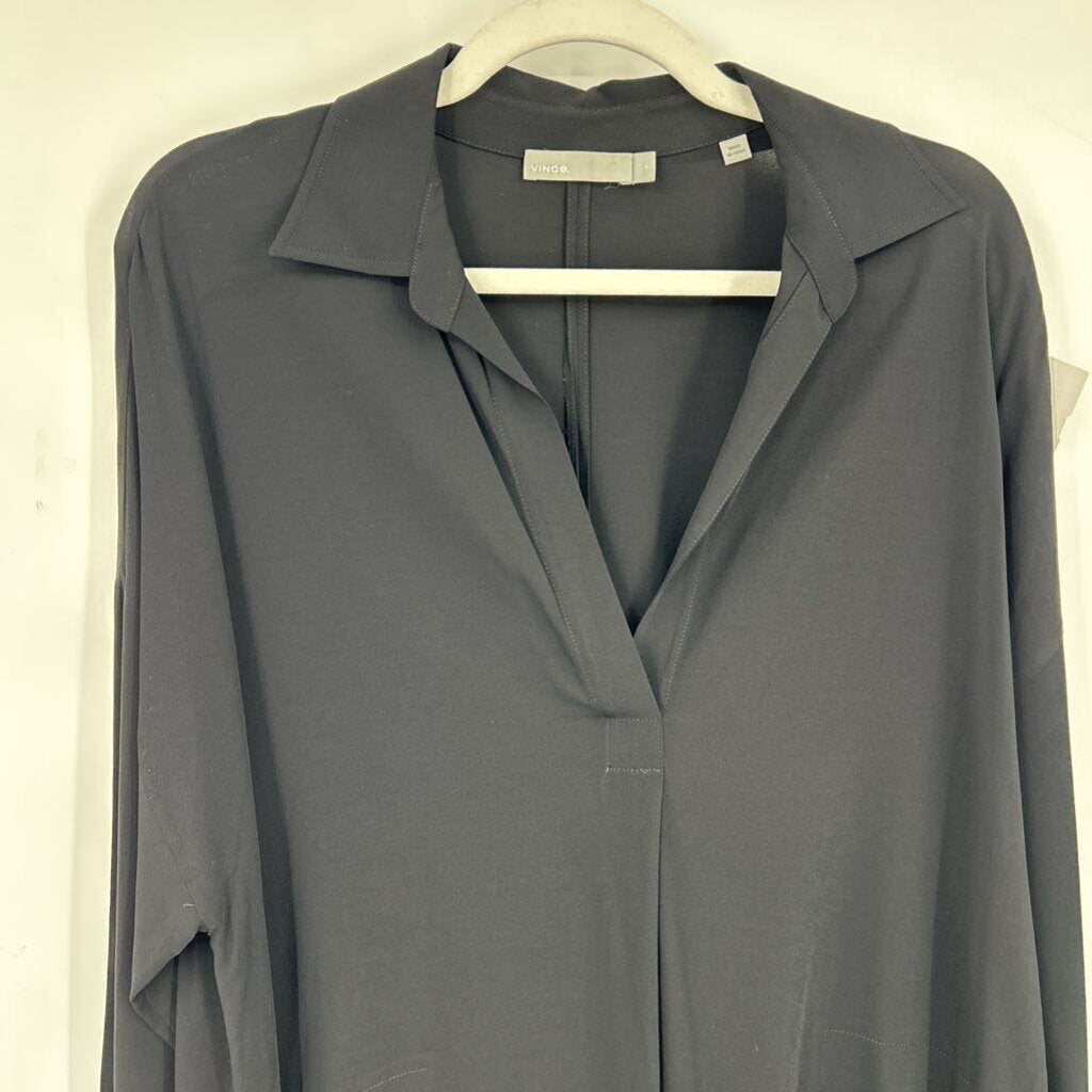 women Vince Johnny Collar Black Dress S