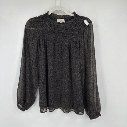 women Loft Patterned Blouse Black Woven Top S