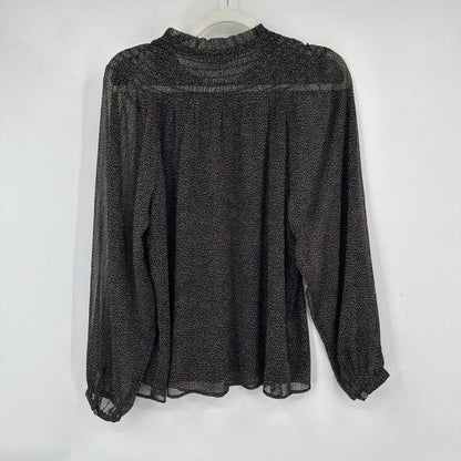 women Loft Patterned Blouse Black Woven Top S