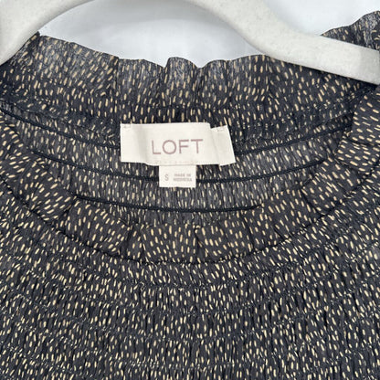 women Loft Patterned Blouse Black Woven Top S