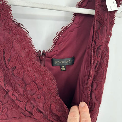 women Tadashi Lace Cocktail Wine Dress 0