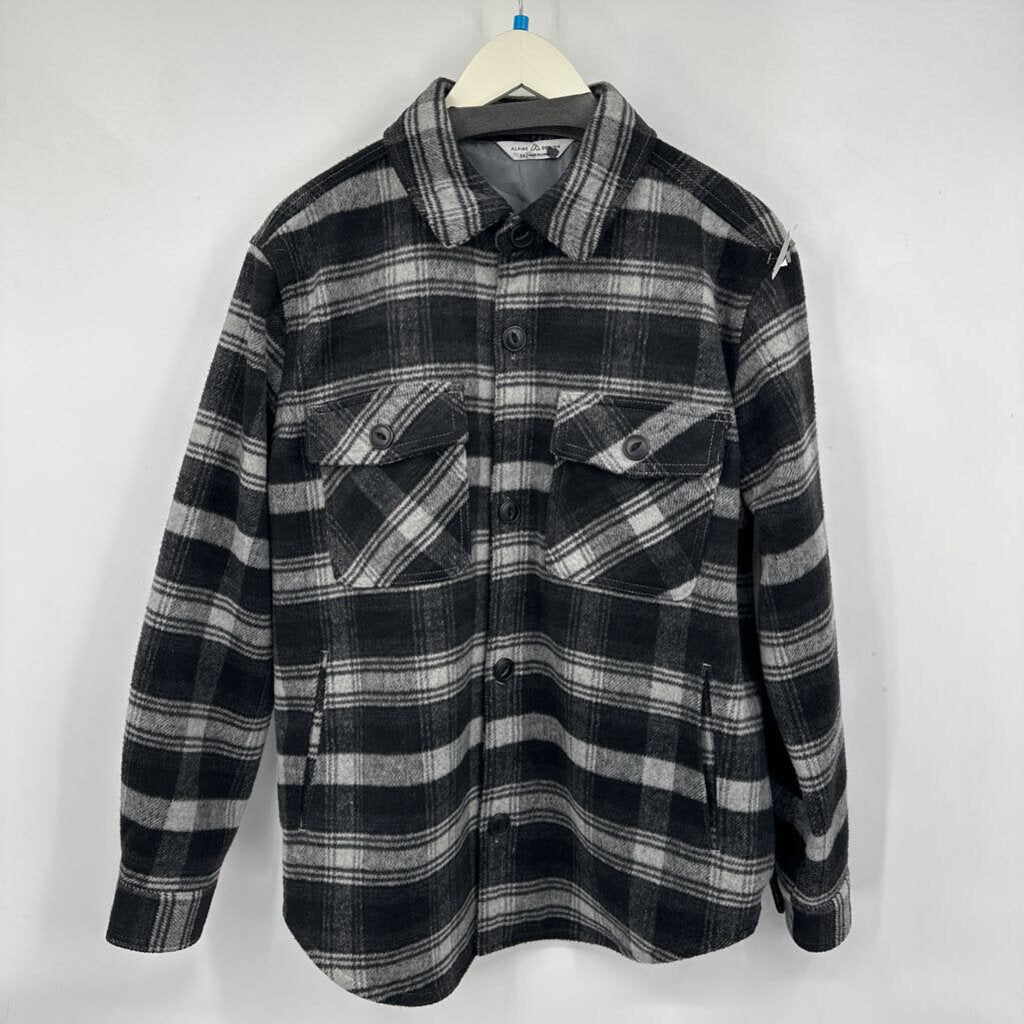 men Alpine Design Plaid Shacket Black & Gray Jacket M