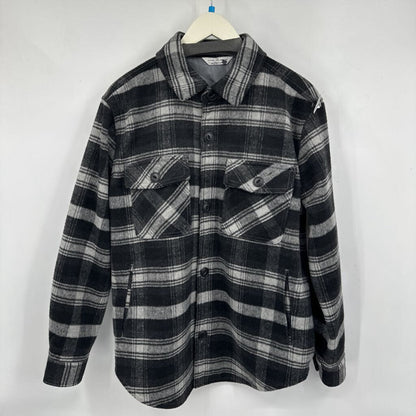 men Alpine Design Plaid Shacket Black & Gray Jacket M