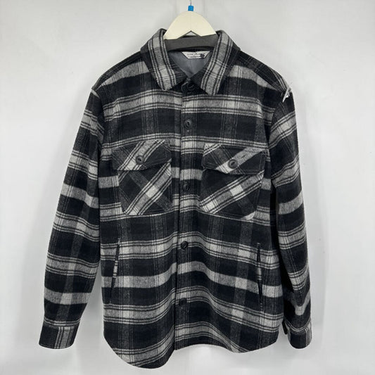men Alpine Design Plaid Shacket Black & Gray Jacket M