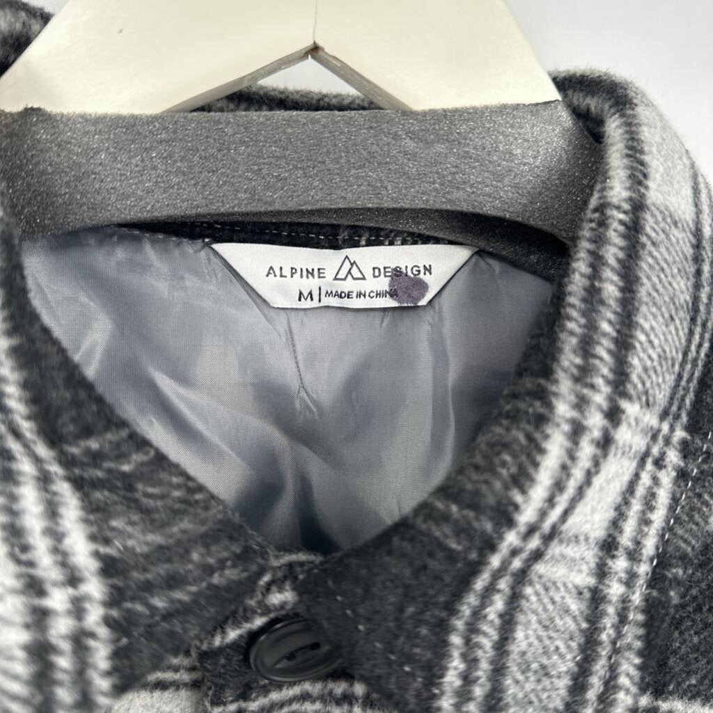 men Alpine Design Plaid Shacket Black & Gray Jacket M
