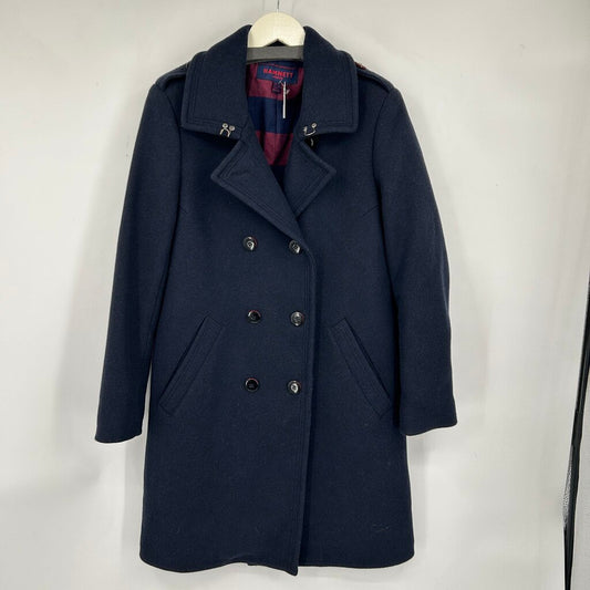 women Hamnett Wool Blend Pea Coat Navy Blue Coat 12
