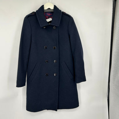 women Hamnett Wool Blend Pea Coat Navy Blue Coat 12