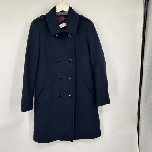 women Hamnett Wool Blend Pea Coat Navy Blue Coat 12