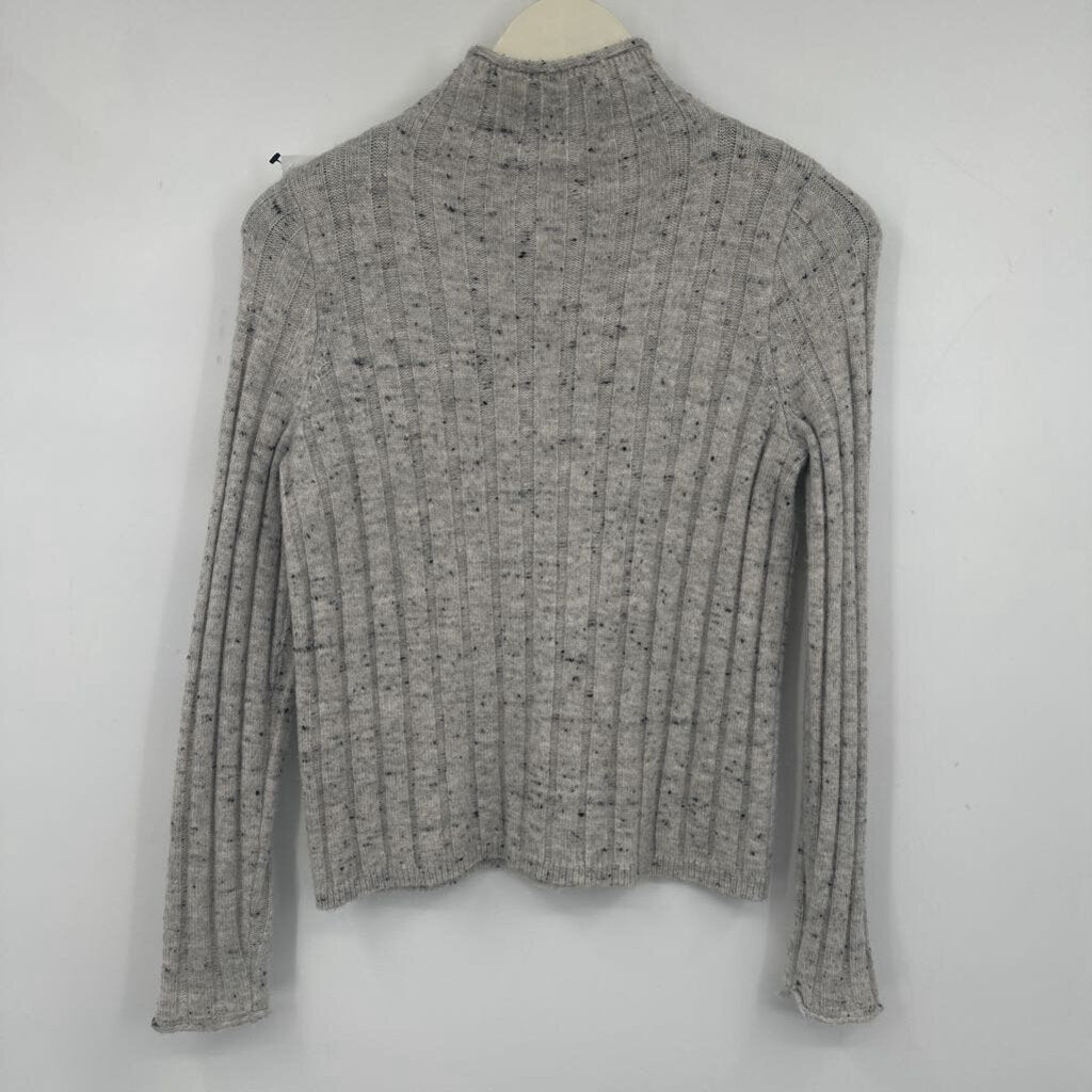 women Madewell Wide Rib Funnel Neck Gray Sweater XS