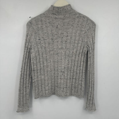 women Madewell Wide Rib Funnel Neck Gray Sweater XS