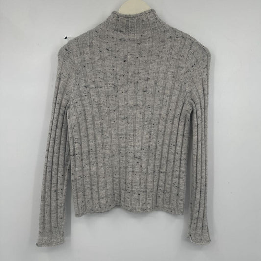 women Madewell Wide Rib Funnel Neck Gray Sweater XS