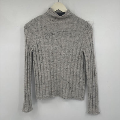 women Madewell Wide Rib Funnel Neck Gray Sweater XS
