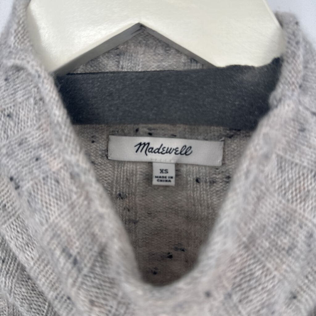 women Madewell Wide Rib Funnel Neck Gray Sweater XS