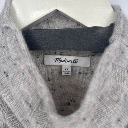 women Madewell Wide Rib Funnel Neck Gray Sweater XS