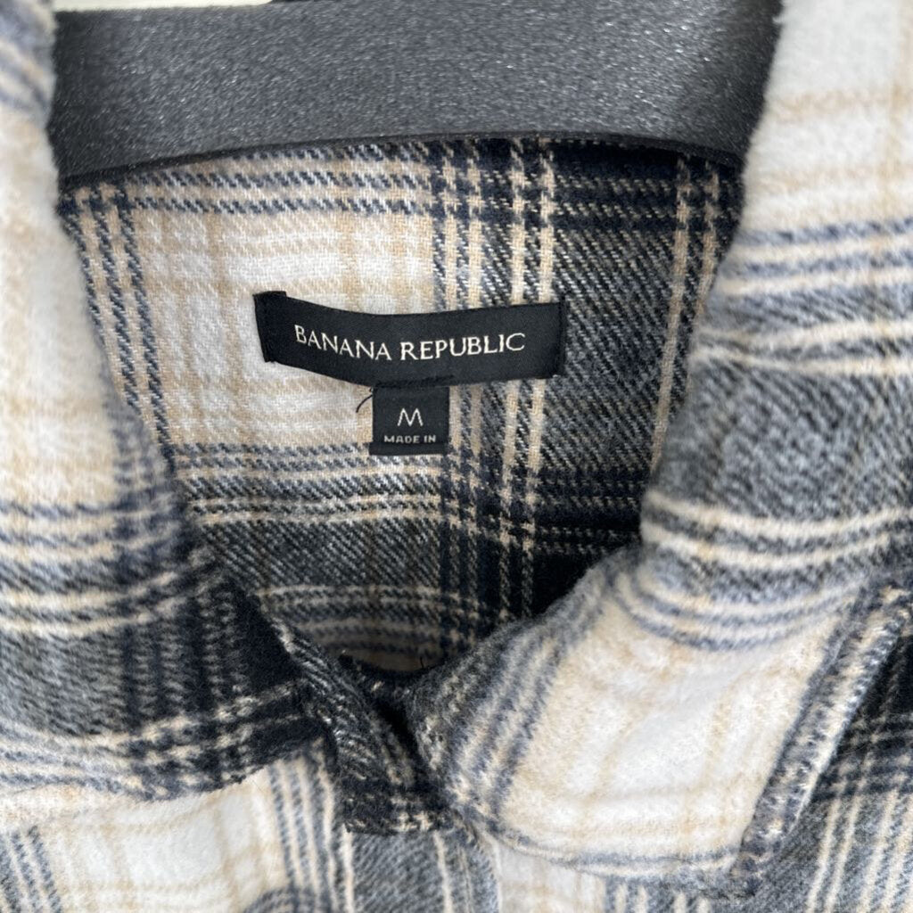 women Banana Republic Plaid Shacket Neutrals Jacket M