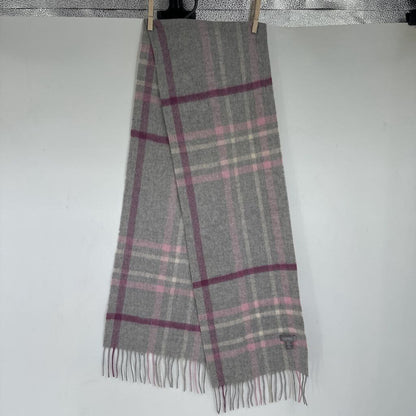 women Charter Club Plaid Cashmere Gray Pink Purple Scarf
