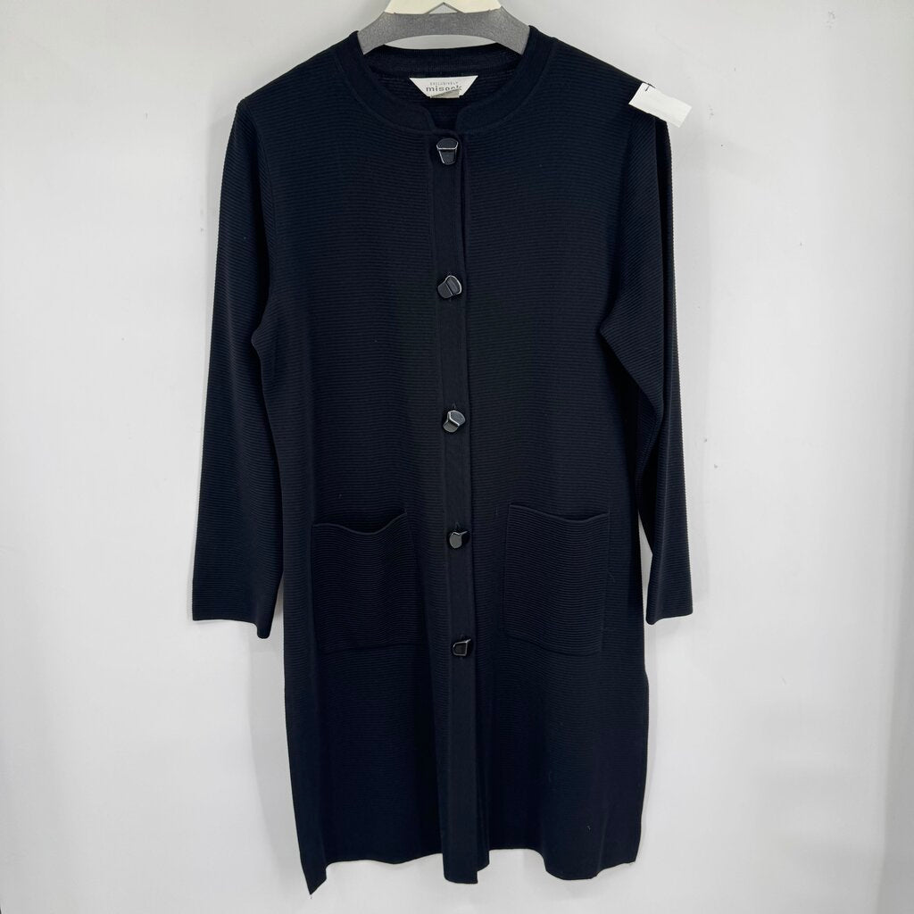 women Misook Duster Cardigan Black Sweater S