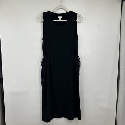 women Garnet Hill Sleeveless Side Tie Midi Black Dress M