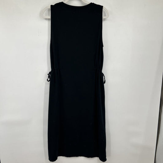women Garnet Hill Sleeveless Side Tie Midi Black Dress M
