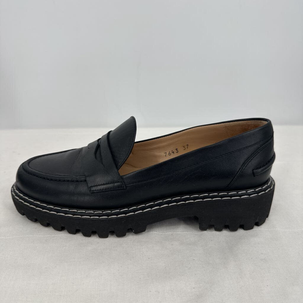 women Jon Josef Chunky Lug Sole Penny Loafers Black Shoes 37/7-7.5