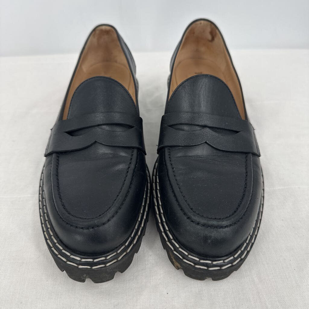 women Jon Josef Chunky Lug Sole Penny Loafers Black Shoes 37/7-7.5