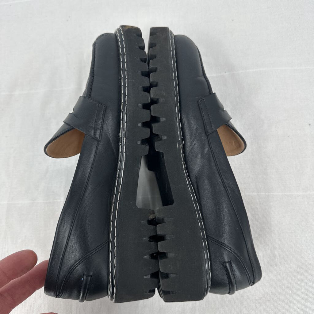 women Jon Josef Chunky Lug Sole Penny Loafers Black Shoes 37/7-7.5