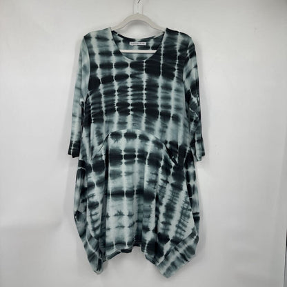 women Snapdragon & Twig Shibori Leighton Dress in Thunder Shibori Black White Dress XS 4-6