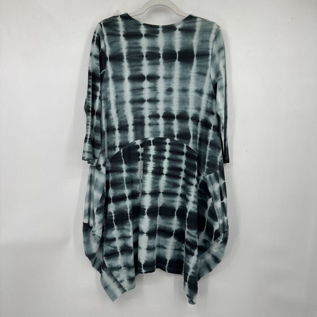 women Snapdragon & Twig Shibori Leighton Dress in Thunder Shibori Black White Dress XS 4-6
