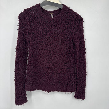 women Free People Shaggy Loop Knit Pullover Dark Plum Sweater S