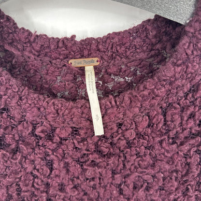 women Free People Shaggy Loop Knit Pullover Dark Plum Sweater S