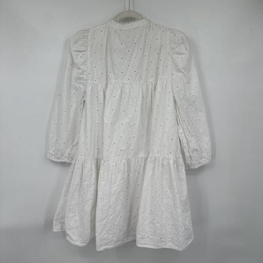 women Zara Cotton Floral Eyelet White Dress M