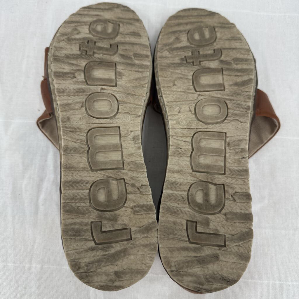 women Remonte Leather Sandals Cognac Shoes 40/9