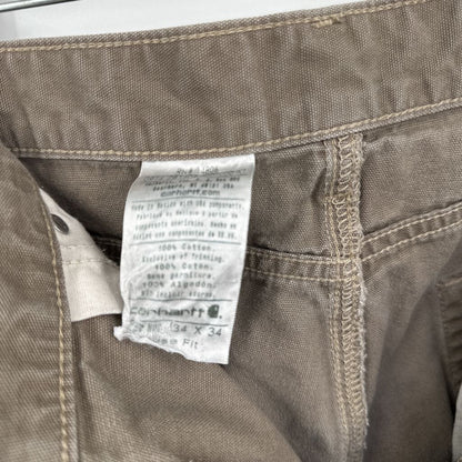 men Carhartt Distressed Loose Fit Taupe Jeans 34x34