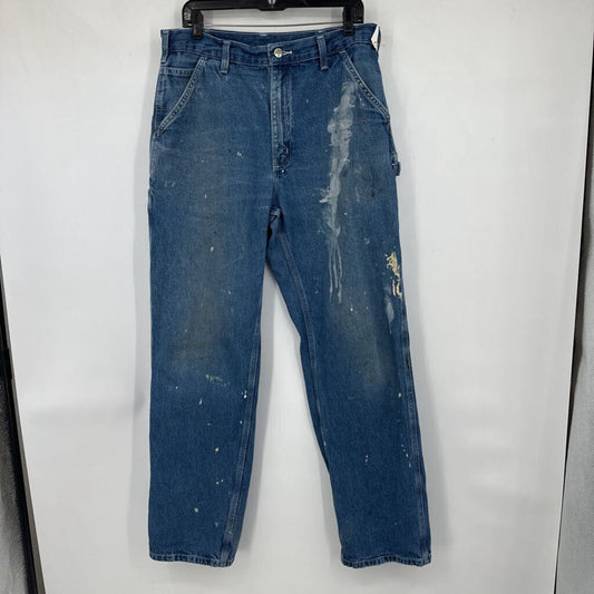 men Carhartt Distressed Dungaree Fit Blue Jeans 34x34