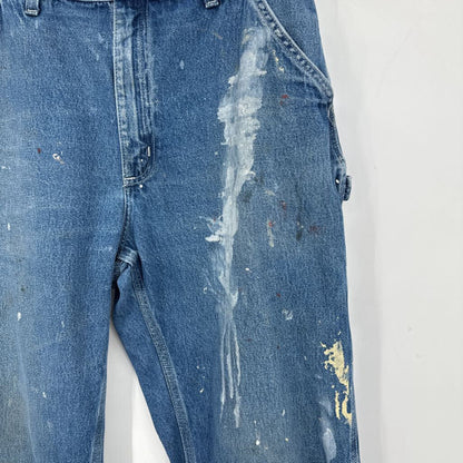 men Carhartt Distressed Dungaree Fit Blue Jeans 34x34