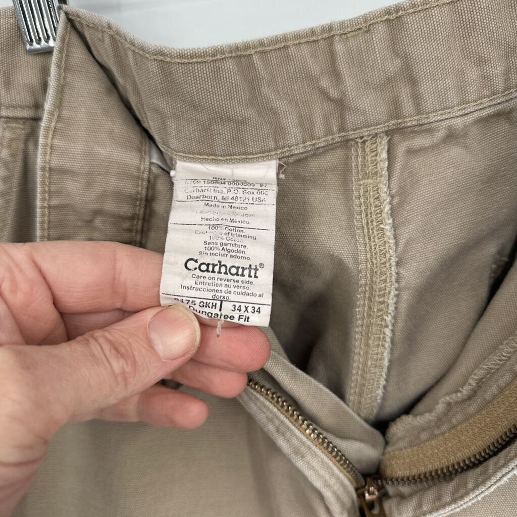 men Carhartt Distressed Dungaree Fit Khaki Jeans 34x34