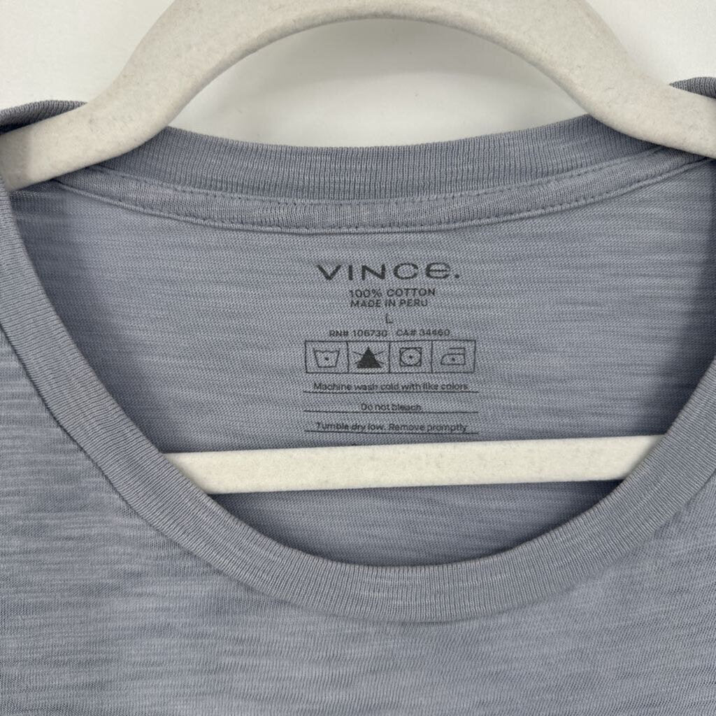women Vince Short Sleeve Tee Cloud Gray Knit Top L