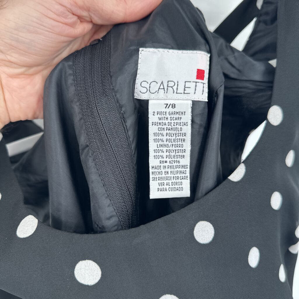 women Scarlett 90's does 50's Polka Dot Mini Black White Vintage 7/8