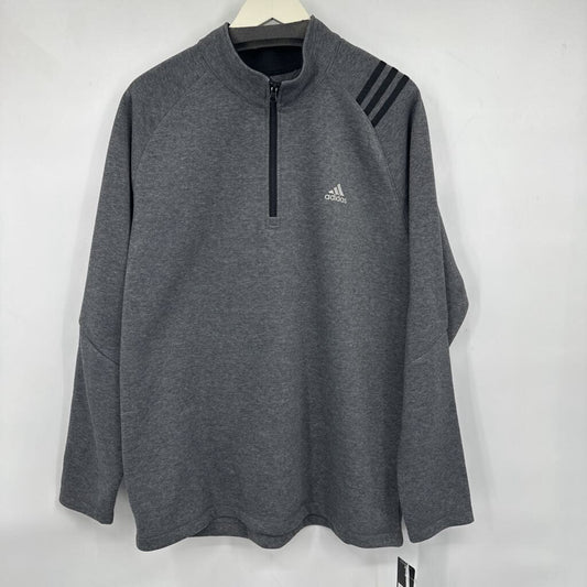 men Adidas NWT Poly Fleece 1/4 Zip Gray Heather Activewear XL